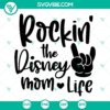 Disney Mom SVG with Mickey rock hand design, perfect for Disney-loving moms. Downloadable SVG image.