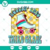 Rollin Into Third Grade SVG File with Retro Groovy Roller design, ideal for 3rd Grade projects and crafts.