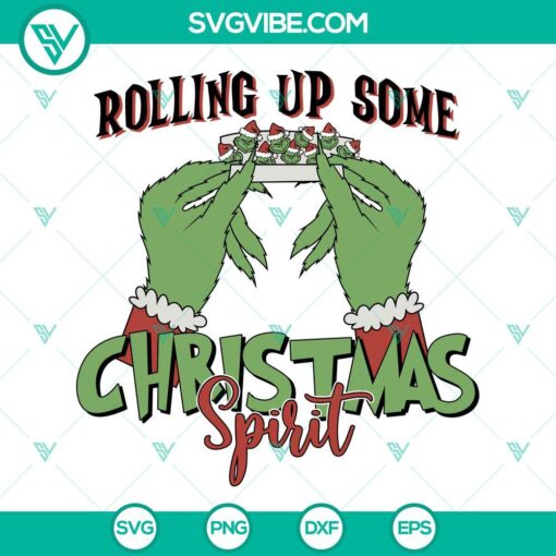 Rolling Up Christmas Spirit SVG: Stoner and Grinch Hand Designs for Festive Holiday Projects.
