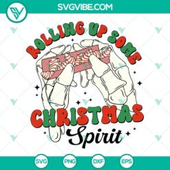 Rolling up Christmas Spirit, Skeleton Hand Christmas Spirits and Stoner themed SVG design perfect for holiday crafts.