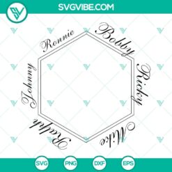 New Edition SVG file featuring a modern design with Ronnie, Bobby, Ricky, Mike, Ralph, and Johnny names, ideal for digital projects.