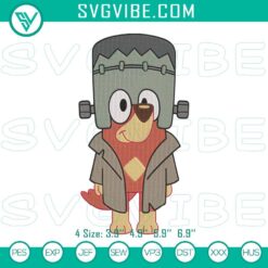 Rusty Bluey Halloween embroidery design featuring a cute cartoon character, digital file for crafts and Halloween decorations.