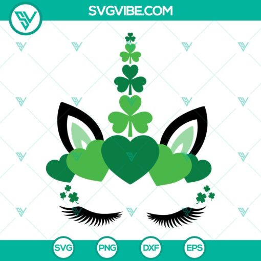 Saint Patricks Day Unicorn SVG featuring lucky magical elements and cute Irish design.