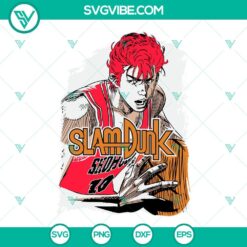 Sakuragi Hanamichi SVG file with Slam Dunk themed images in PNG, DXF, and EPS formats for cutting purposes.