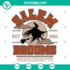 Vintage Salem Brooms Massachusetts Est 1692 SVG file download, featuring a witch design perfect for Halloween crafts.