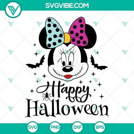 Sally Minnie Mouse Happy Halloween and Minnie Nightmare Before Christmas SVG files for festive crafts.