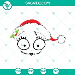Sally Santa Hat SVG download inspired by The Nightmare Before Christmas movie characters. Includes SVG, PNG, DXF, and EPS files.