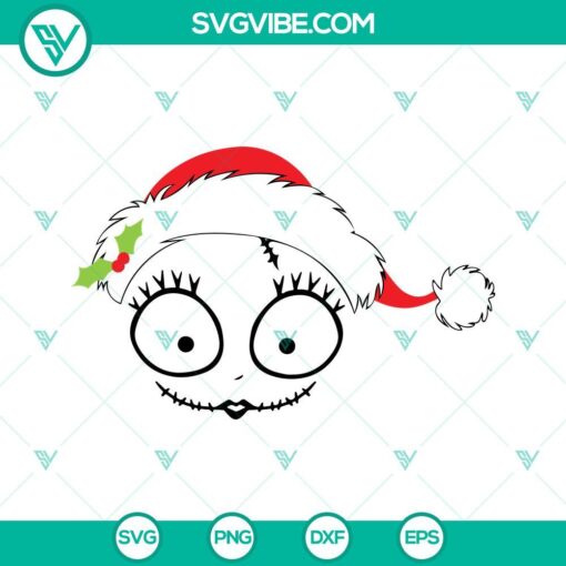 Sally Santa Hat SVG download inspired by The Nightmare Before Christmas movie characters. Includes SVG, PNG, DXF, and EPS files.