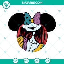 Sally SVG images featuring Sally from Nightmare Before Christmas and Minnie Mouse head. Ideal for crafts and digital projects.