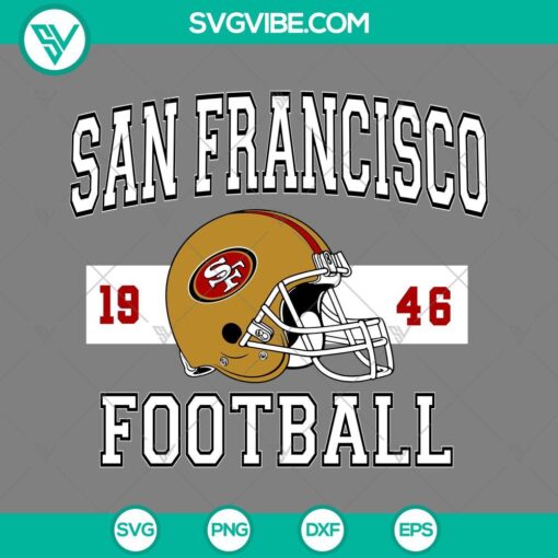 San Francisco 1946 football helmet SVG design with 49ers logo, San Francisco 49ers SVG files for download.