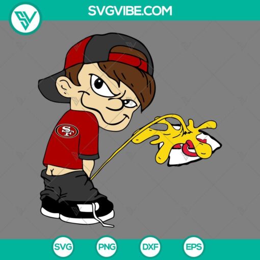 San Francisco 49ers Calvin Peeing On Kansas City Chiefs logo SVG design for download in PNG, DXF, EPS file formats.