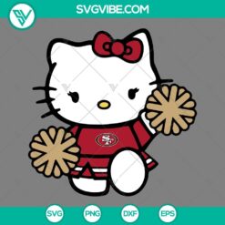 San Francisco 49ers Hello Kitty cheerleader SVG images in PNG, DXF, and EPS formats for cutting machines.