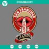 San Francisco 49ers lips shhh SVG cut files for Cricut Silhouette, minimalistic red and gold lips design.