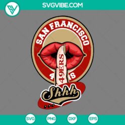 San Francisco 49ers lips shhh SVG cut files for Cricut Silhouette, minimalistic red and gold lips design.