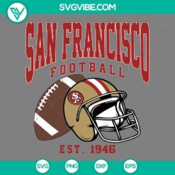 San Francisco 49ers football helmet SVG design with established year of 1946. Download football and helmet SVG files for San Francisco fans.