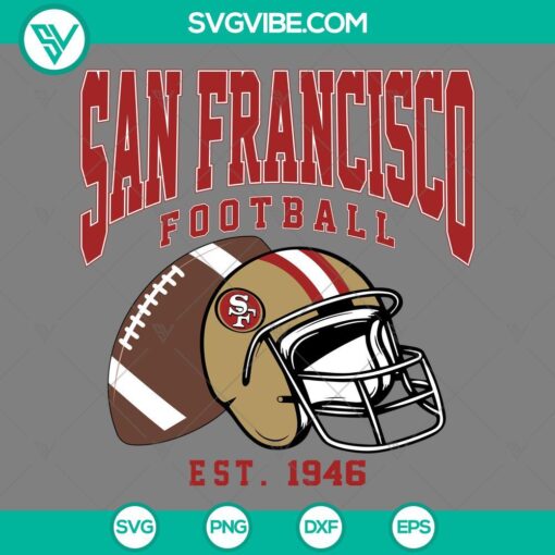 San Francisco 49ers football helmet SVG design with established year of 1946. Download football and helmet SVG files for San Francisco fans.