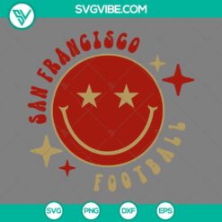 San Francisco 49ers football smiley face SVG download with 49ers logos and images, perfect for fans.
