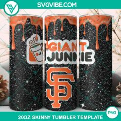 San Francisco Giants Dunkie Junkie Glitter 20oz Tumbler Wrap PNG File with team logo and sparkly design, ideal for fans.