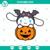 Sanrio Characters Halloween SVG featuring Hello Kitty Pumpkin and Kuromi for download. Cute and spooky design elements for crafting.
