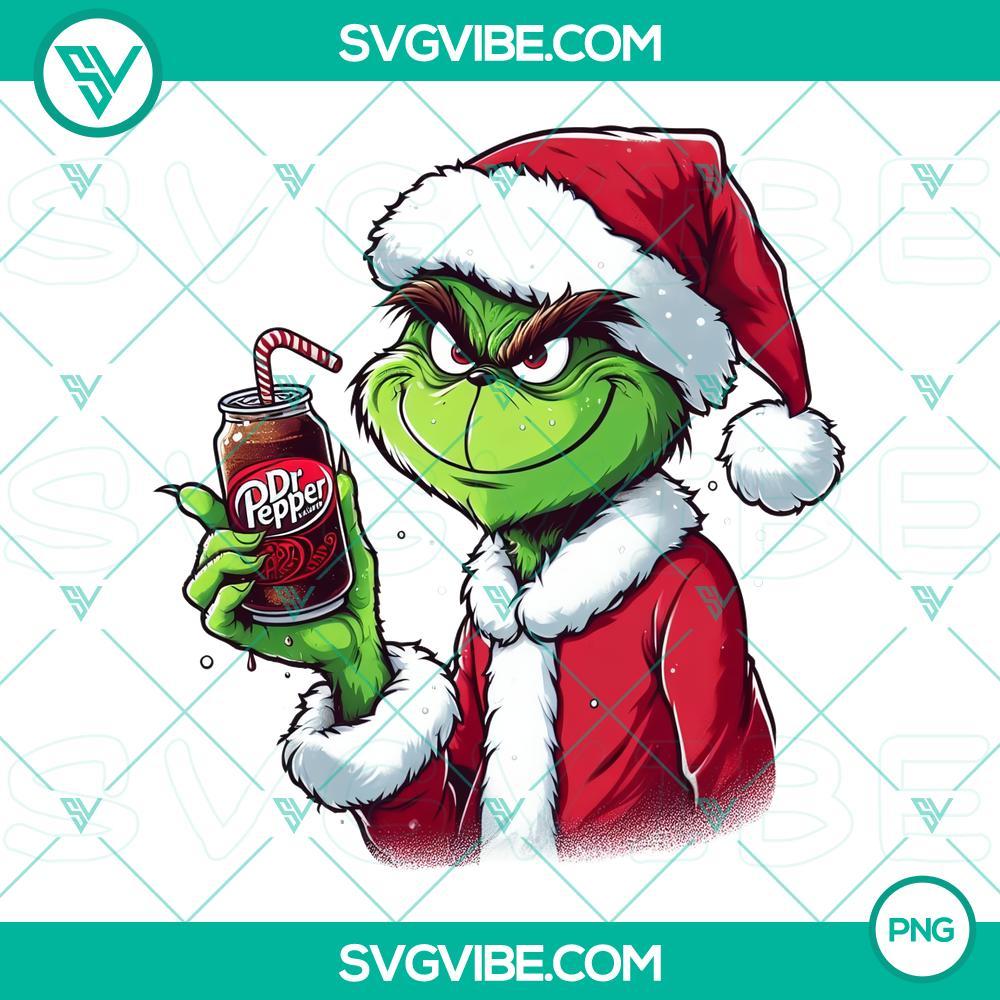 Santa Claus Grinch With Dr Pepper PNG Download File Santa Claus Grinch holding Dr Pepper can, PNG download file ideal for Christmas designs.