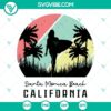 Vintage surfing girl on Santa Monica Beach California SVG download with PNG files, perfect for retro seaside designs.