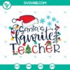 Santa-themed teacher Christmas SVG clipart with diverse kids, reindeer, and holiday elements. Perfect for holiday crafting projects.