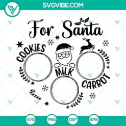 Santa tray SVG with milk and cookies for Santa design, perfect for Christmas Eve, ideal for crafting projects.