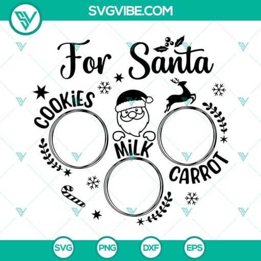 Santa tray SVG with milk and cookies for Santa design, perfect for Christmas Eve, ideal for crafting projects.
