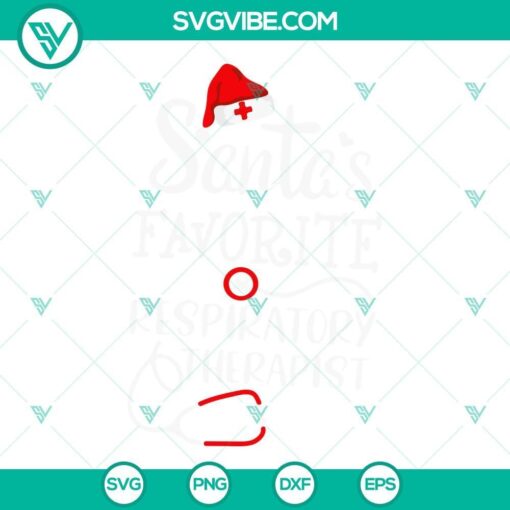 Santa's Favorite Respiratory Therapist SVG files for Christmas crafting, featuring festive respiratory-themed design.