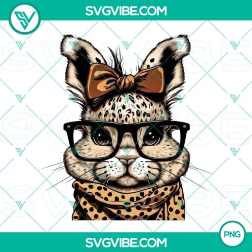 Sassy bunny leopard bandana and glasses PNG files, cute rabbit Easter PNG images - fun and stylish design for digital projects.