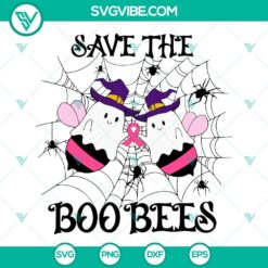 Save The Boo Bees SVG design with Breast Cancer Awareness and Halloween theme, perfect for crafting enthusiasts.