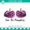 Funny breast cancer awareness machine embroidery design with pumpkins, perfect for saving pumpkins, featuring humorous quote.
