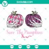 Pink leopard and buffalo plaid pumpkins SVG with "Save The Pumpkins" text design, perfect for fall crafts and decor.