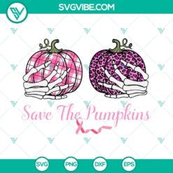 Pink leopard and buffalo plaid pumpkins SVG with "Save The Pumpkins" text design, perfect for fall crafts and decor.