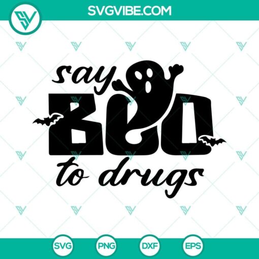 Halloween ghost themed Say Boo To Drugs SVG image for Red Ribbon Week, featuring PNG and DXF files.