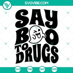 Red Ribbon Week SVG design for Say Boo To Drugs theme, featuring a funny Halloween Boo illustration. Perfect for anti-drug campaigns.