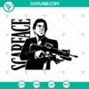 Scarface SVG files featuring Tony Montana in PNG, DXF, and EPS formats. High-quality digital design for crafts and projects.