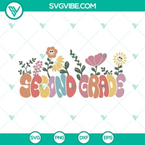 Retro wildflowers SVG images for 2nd grade groovy theme, ideal teacher resource download.