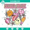 Second Grade SVG download with Smiley Face Teacher design in retro style, ideal for 2nd grade projects and decorations.