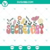 Retro wildflowers SVG images for trendy school secretary teacher, vintage floral design for digital crafting.