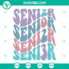 Senior 2023 class wavy stacked text SVG images for download, graduation design SVG for Class of 2023 celebration.