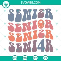 Senior 2024 themed retro smiley face SVG design, perfect for Class of 2024. Instant download available.