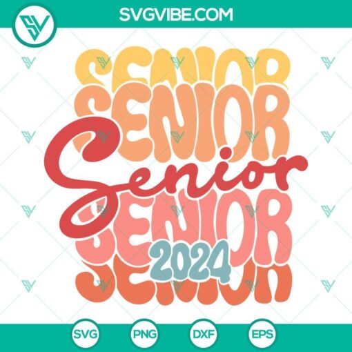Senior 2024 graduation SVG file with retro design, perfect for Class of 2024 high school graduation celebrations.