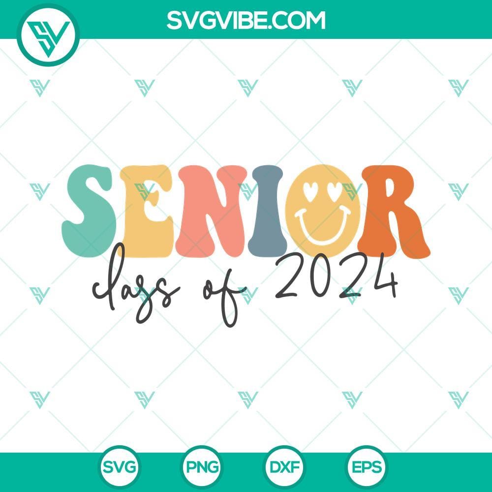 Senior Class Of 2024 SVG, Senior 2024 SVG, Senior Smiley Face SVG Senior Class Of 2024 SVG files with smiley face design, ideal for Senior 2024 graduation projects. Download SVG images for seniors.