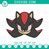 Shadow The Hedgehog head embroidery design in black, featuring detailed Sonic character file for crafts and projects.