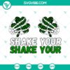 Skeleton hand with leopard print shamrock and lucky text SVG file design for St. Patrick's Day.
