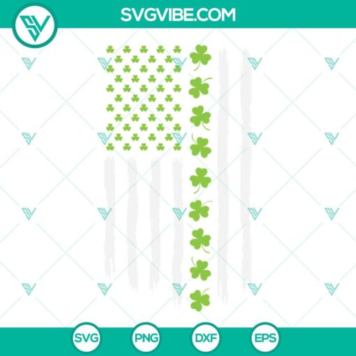 Shamrock American flag and Irish flag SVG download for St. Patrick's Day celebration with vibrant colors and intricate design.