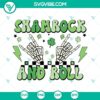 Skeleton rock hand SVG images with shamrock for St. Patrick’s Day celebration. Perfect for crafts or shirts design.