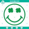 Shamrock smiley face SVG with retro lucky clover design, perfect for Saint Patrick's Day. Download now!