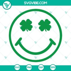 Shamrock Smiley Face SVG Image, Retro Lucky Clover SVG Download, Saint Patricks
